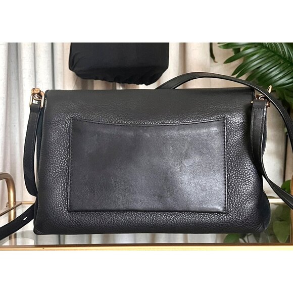 Tory Burch Black Leather and Suede Kira Handbag With Gold Logo Accents & Adjusta - Picture 4 of 13